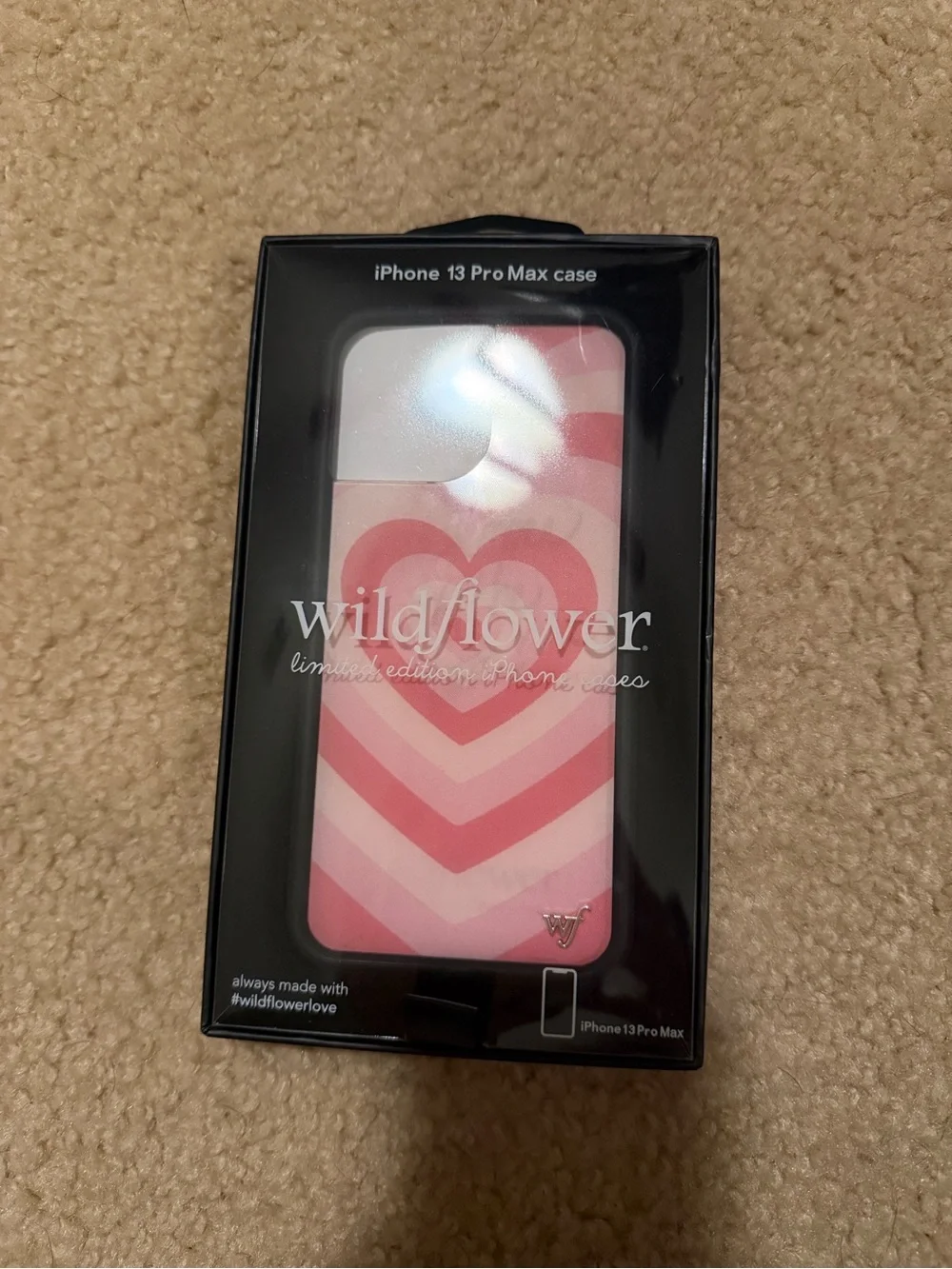 Wildflower Pink Chevron Heart Case for iPhone 13 Pro Max